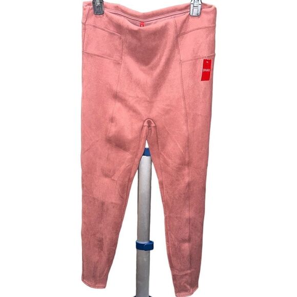 Spanx High Waist Faux Suede Leggings in Rich Rose Pink Tall - Picture 4 of 6